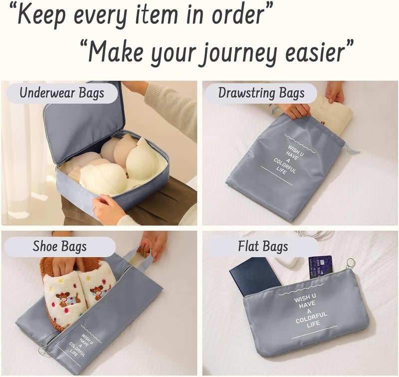 YEEYAA 8 Set Packing Cubes for Travel Luggage Organizer Bags for Family, Mesh Packing Cubes for Suitcases, Travel Essentials Bags Set for Women & Men - Image 4